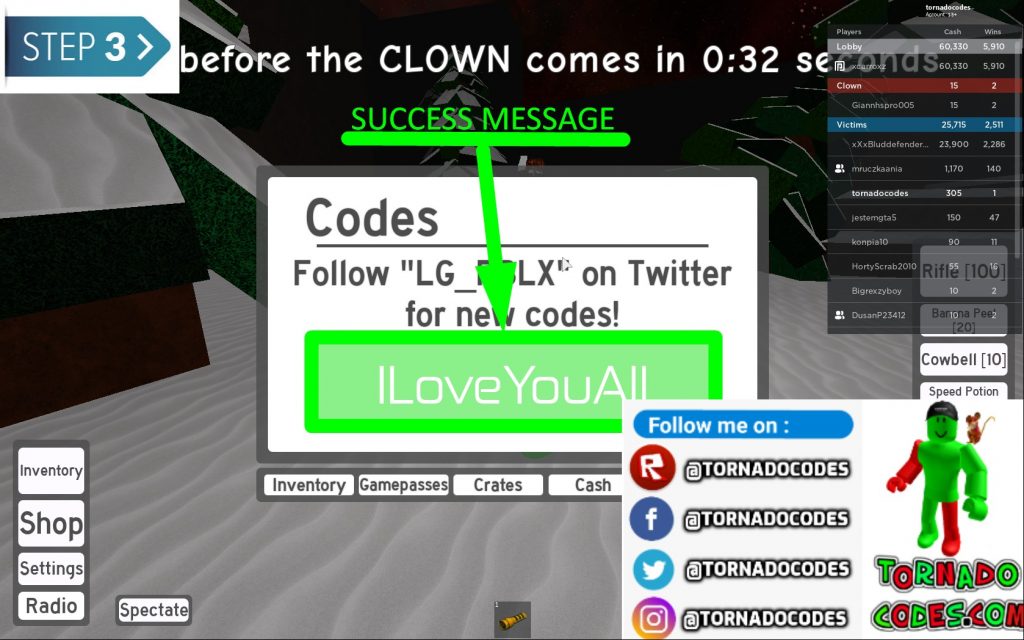 The Clown Killings Reborn Codes List